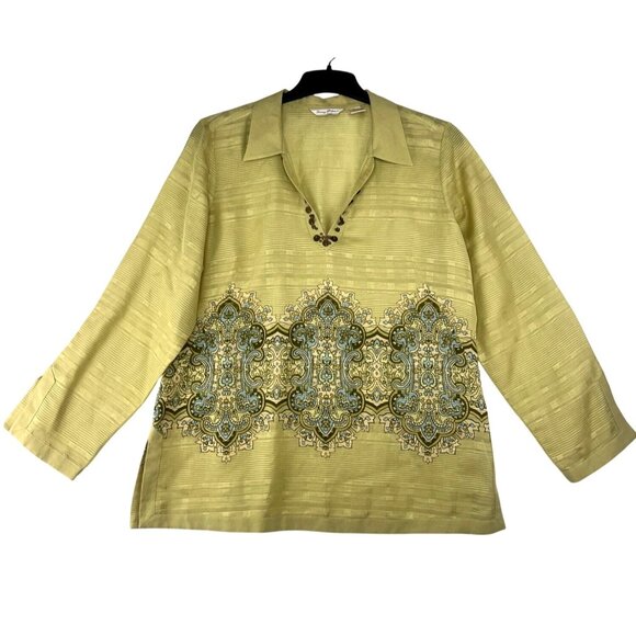 Tommy Bahama Womens Linen & Silk Tunic Top W/ Embroidered Details Size XL - Picture 1 of 9